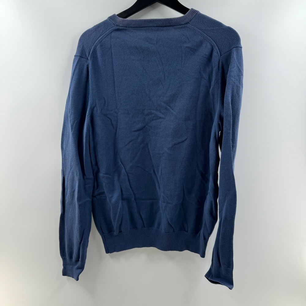 Express Men’s Blue V-Neck Sweater Size Medium Classic Knit - Picture 5 of 7